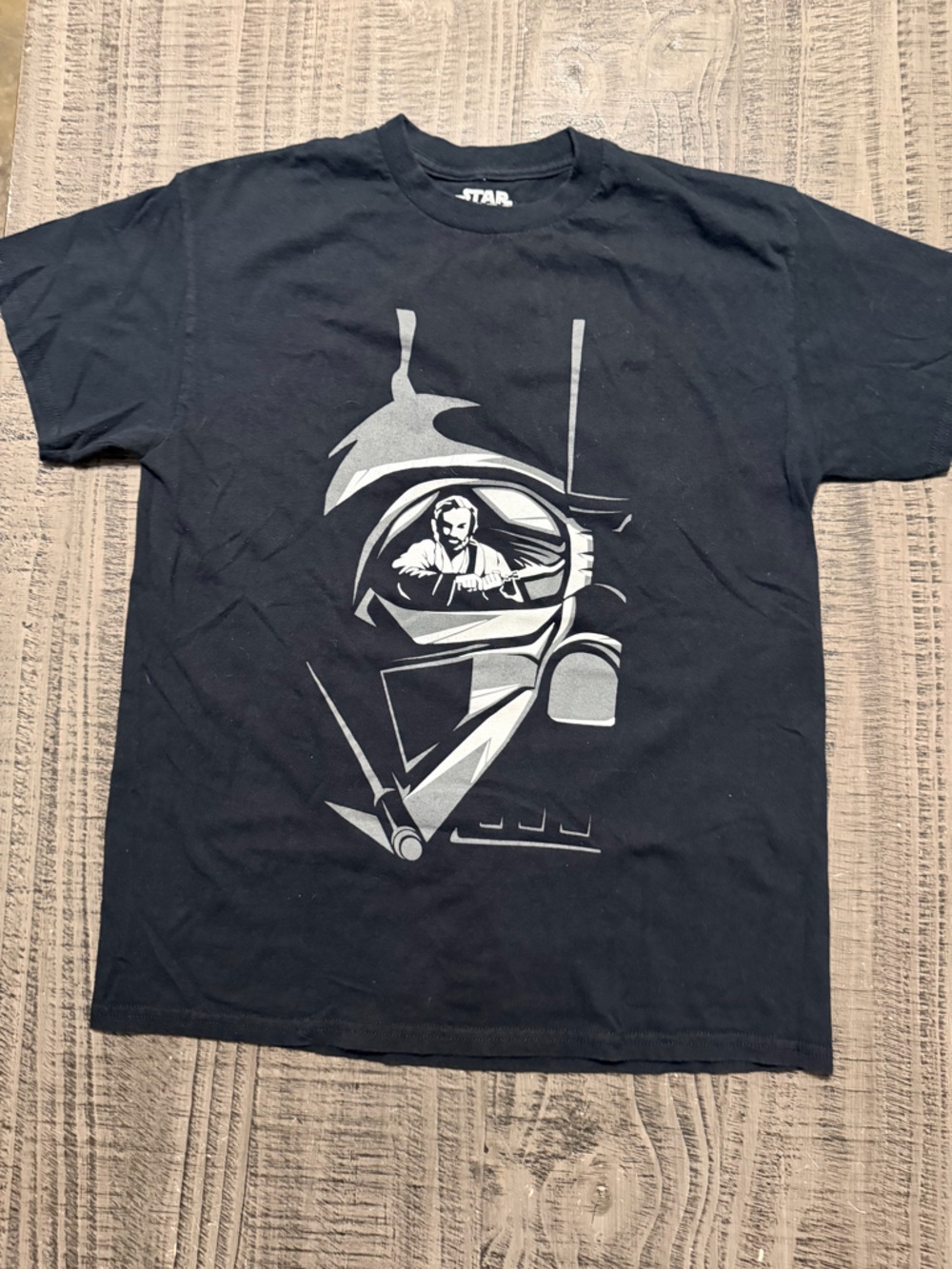 Star Wars Black Tee with Silver Helmet Graphic